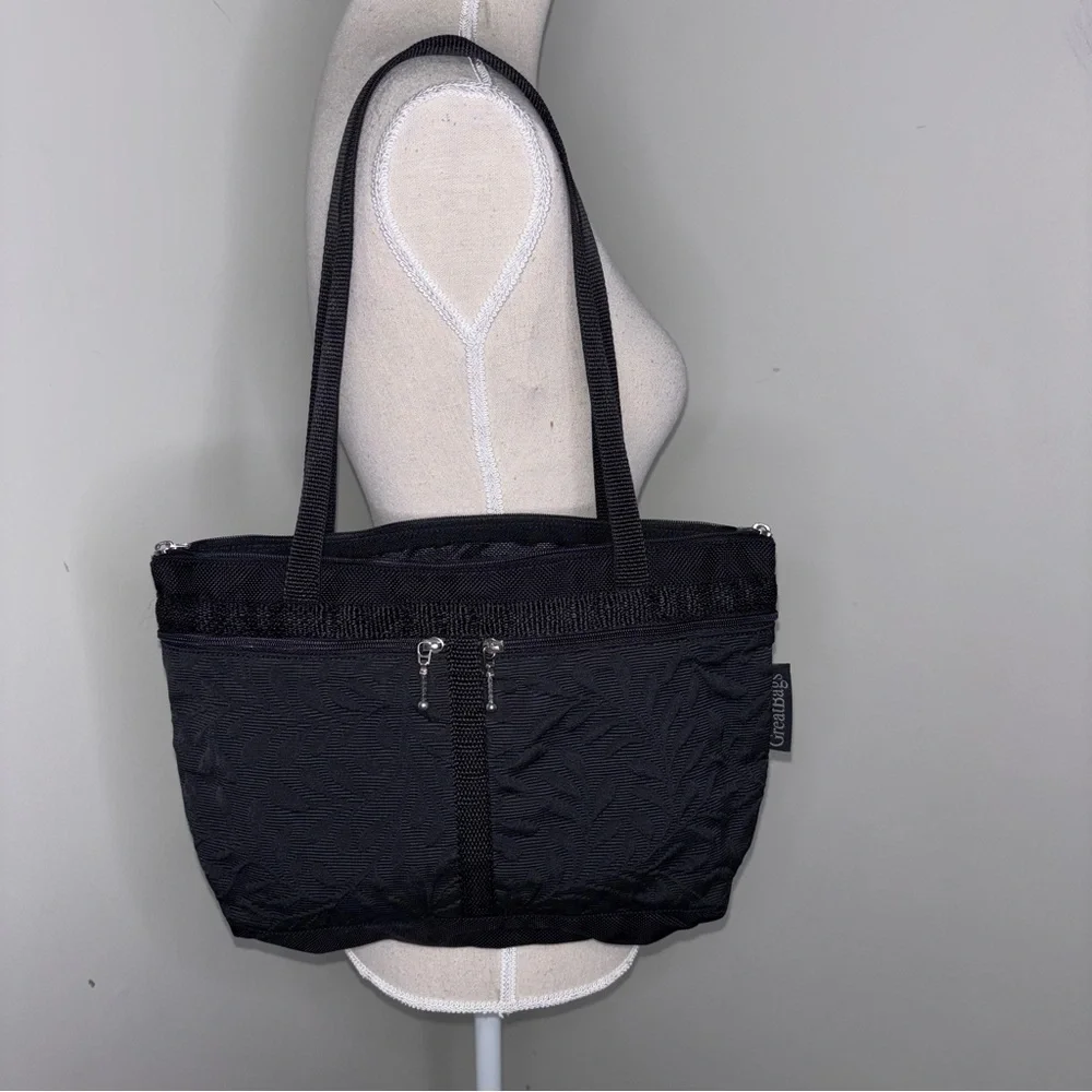 Great Bags CURRENT 222 Medium French Satchel Organizer tote purse black textured